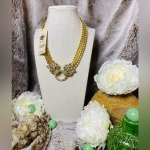 XMAS SALE ! Eye Candy Double Leopard Head Necklace